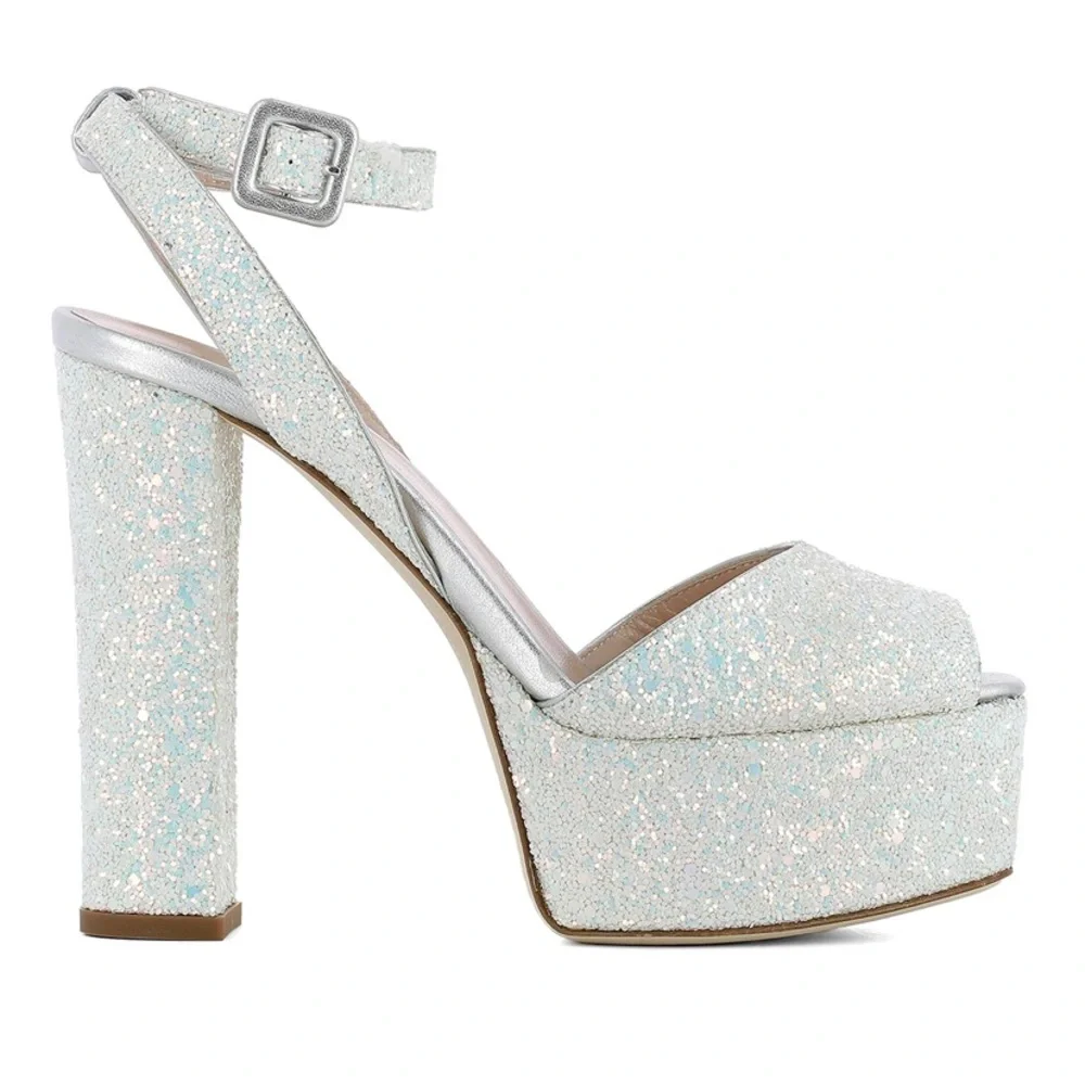 Giuseppe Zanotti Iridescent Glitter Platform Sandals